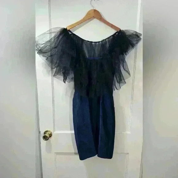 BCBG Max Zaria Taffeta Tule Cocktail Dress - Picture 2 of 5